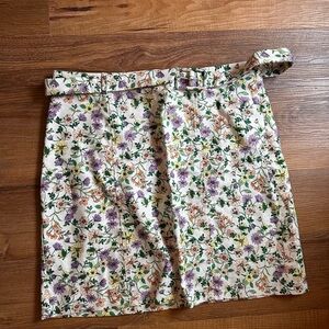 LOFT Floral Mini Skirt with Purple and Green Accents
